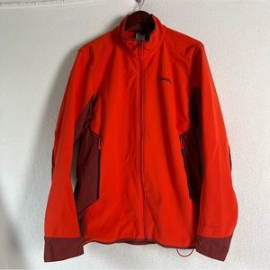 Patagonia Mens L Adze Hybrid Jacket Worn Wear red softshell polartec wind break